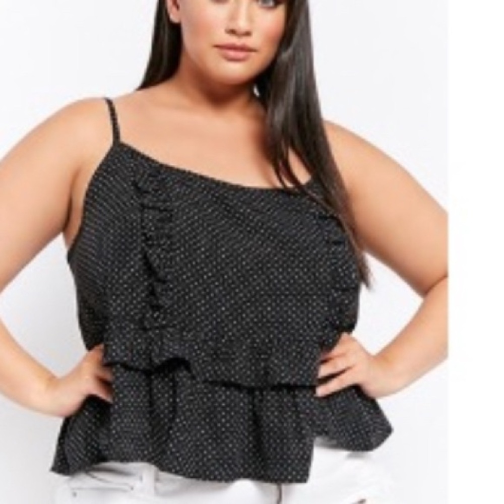 Plus Size Ruffled Polka Dot Cami